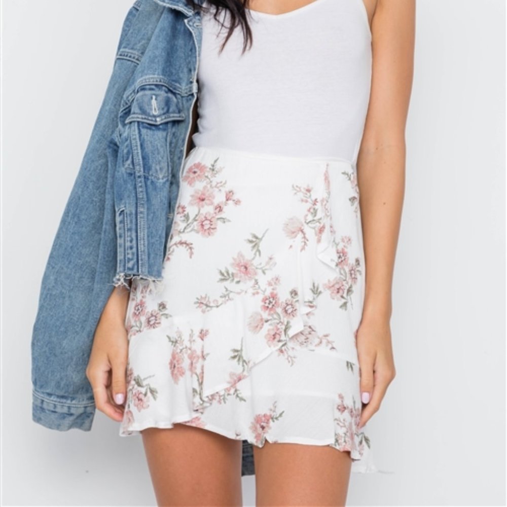 Floral Ruffle Faux-Wrap Skirt - Picture 3 of 4